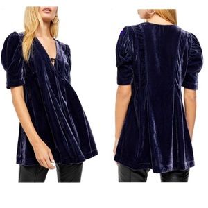 FREE PEOPLE Adelle Velvet Tunic Indigo Blue XS